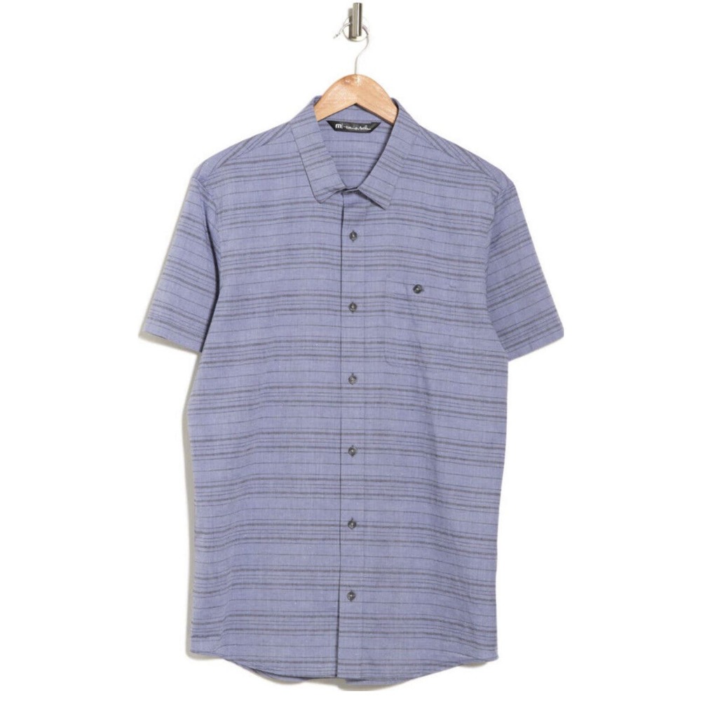 Travis Matthew Blue Stripe Thoreau Button Shirt Mens XXXL Heather Night Shadow - Picture 10 of 10